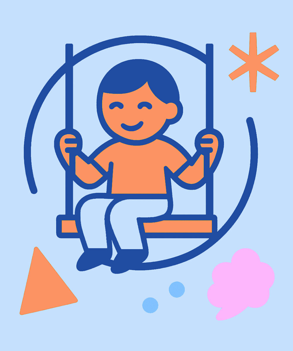 graphic illustrating child on a swing