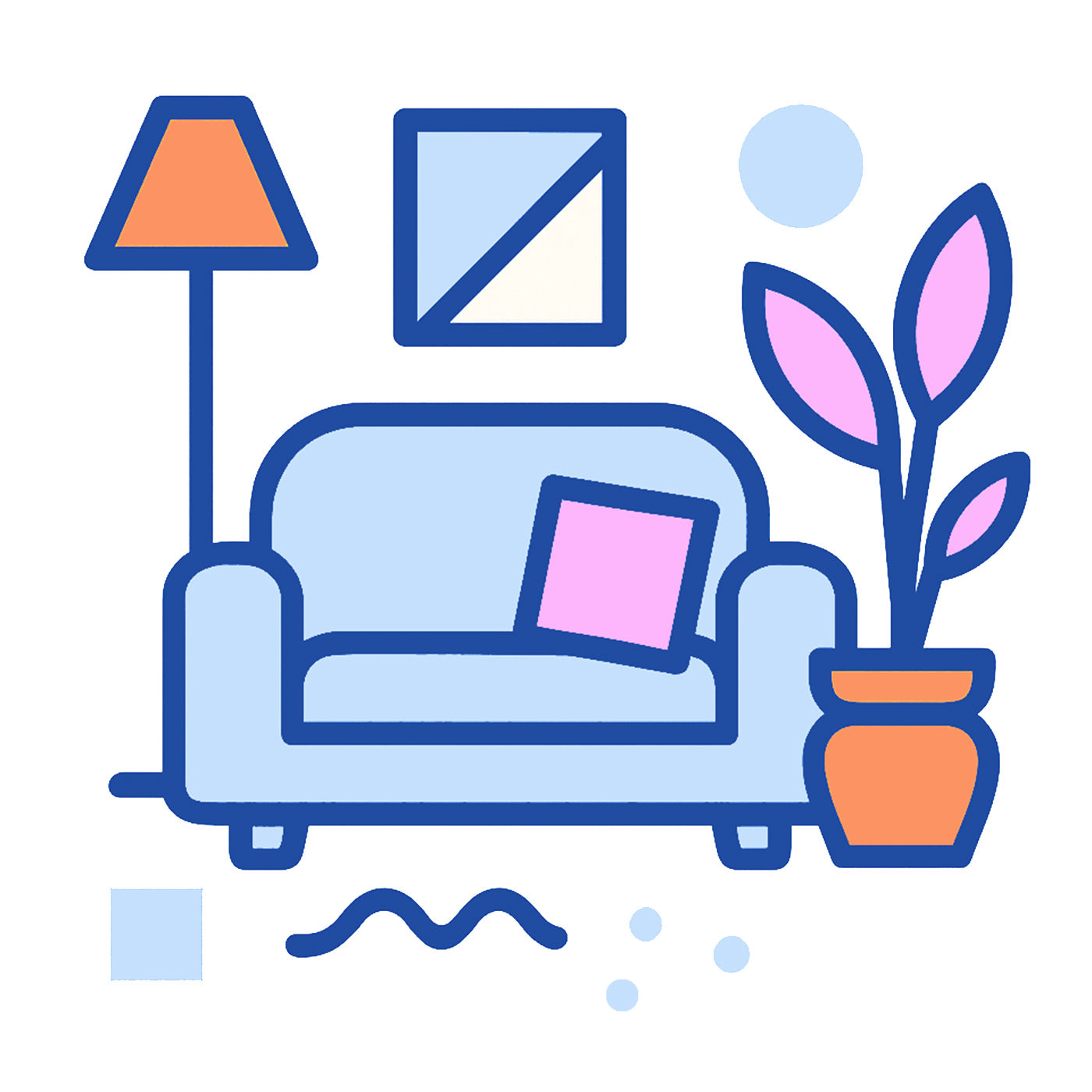 graphic illustrating a homely living space