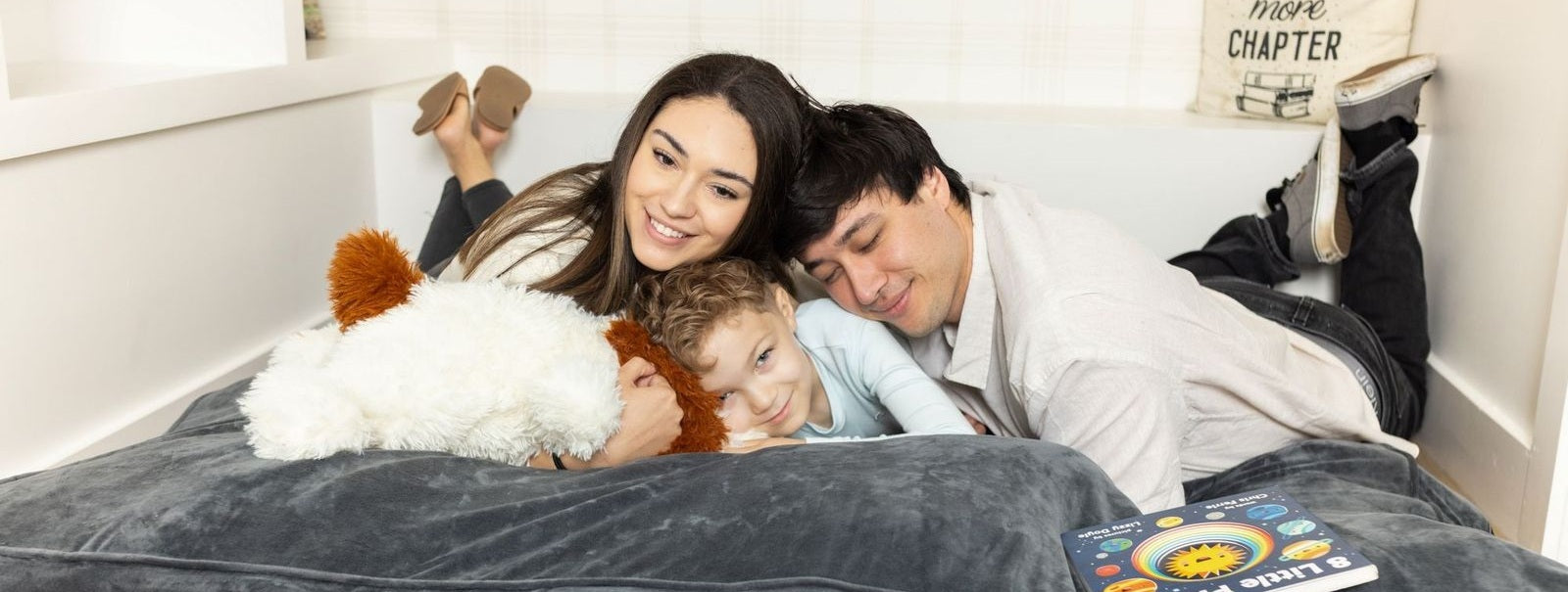 Family relaxing on crash pad